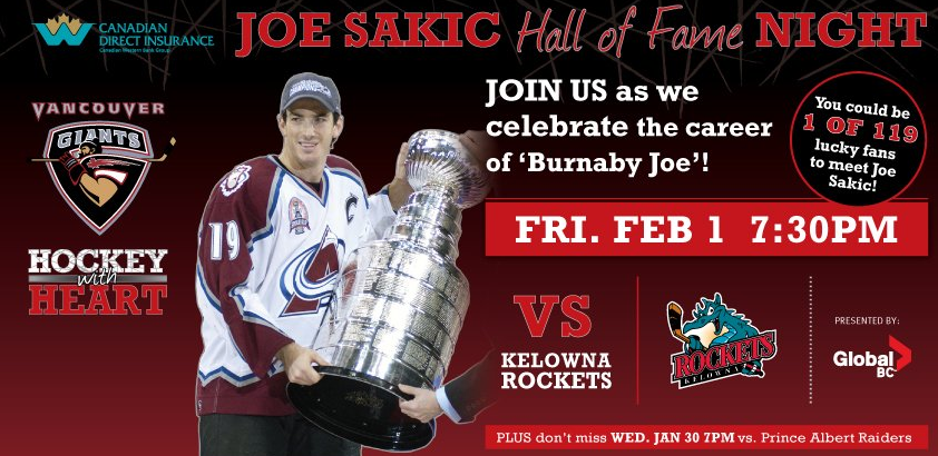 Vancouver Giants Joe Sakic Night